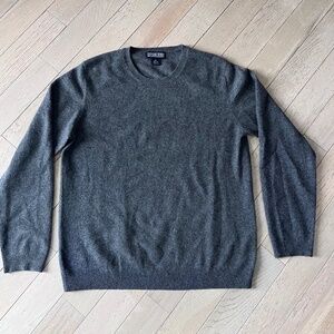 Lands' End 100% Cashmere Crewneck Pullover Gray Neutral Luxe Sweater - med